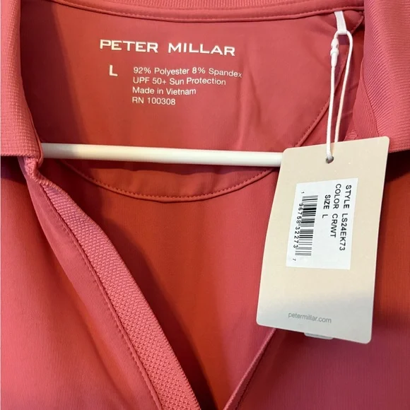 NWT Peter Millar Women's Coral Short Sleeve Polo - Picture 3 of 3